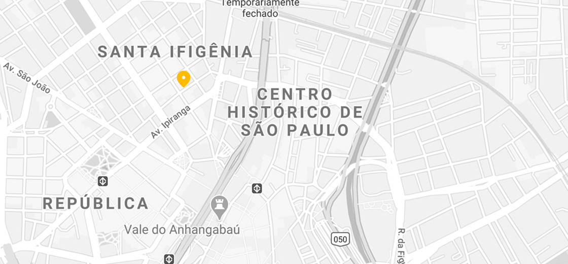 mapa marcando o endereço da rua de SP